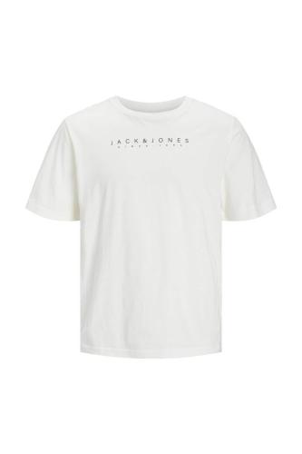 JACK & JONES ανδρικό T-shirt μονόχρωμο με logo print Regular Fit - 12247985 Λευκό